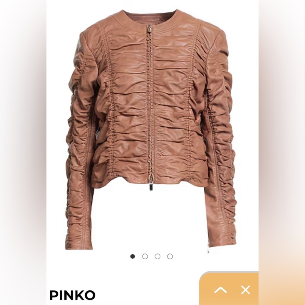 Pinko leather jacket, chocolate brown, XS, NWOT, super cute and chic.